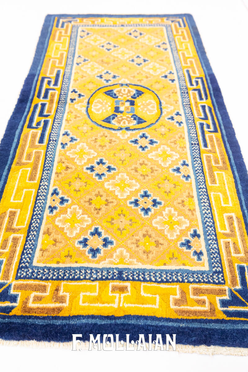 Antique Ningxia Chinese Rug Gold/Blue Tone n°:945089